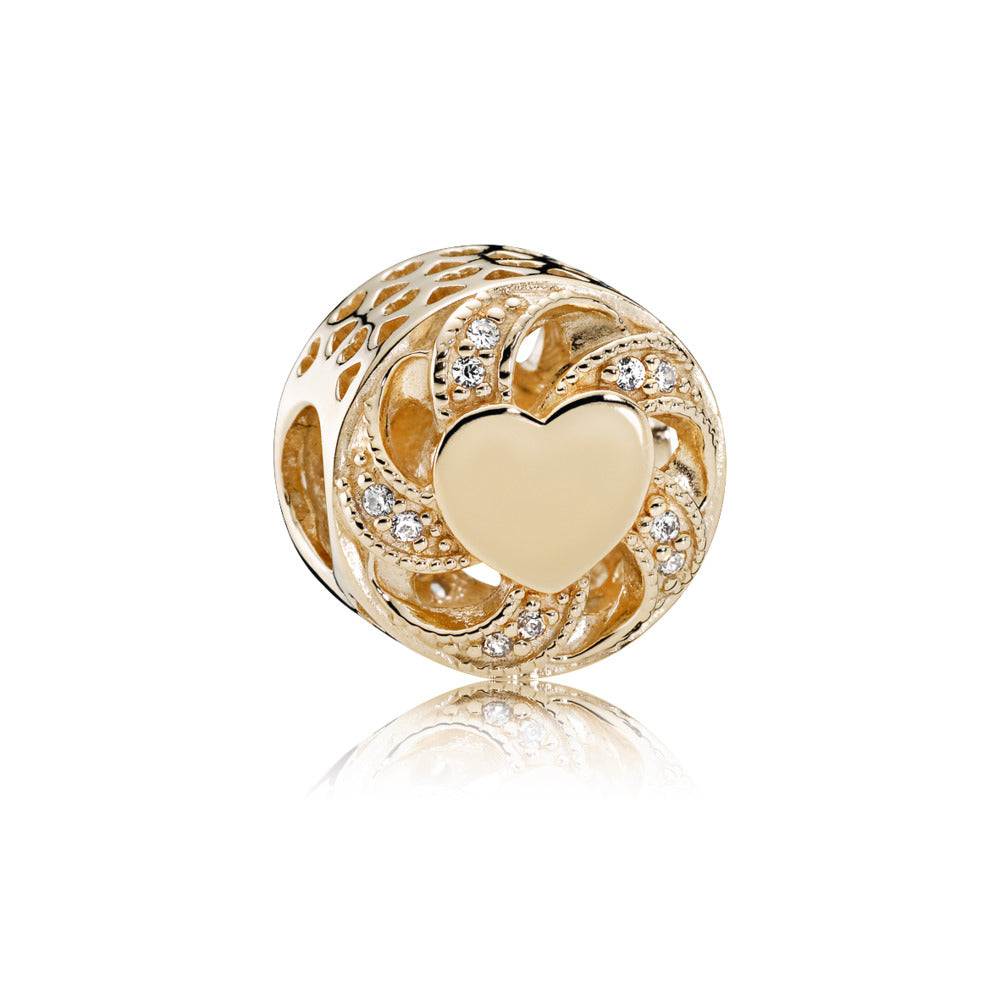 14k Gold Openwork Ribbon Heart Charm - FINAL SALE