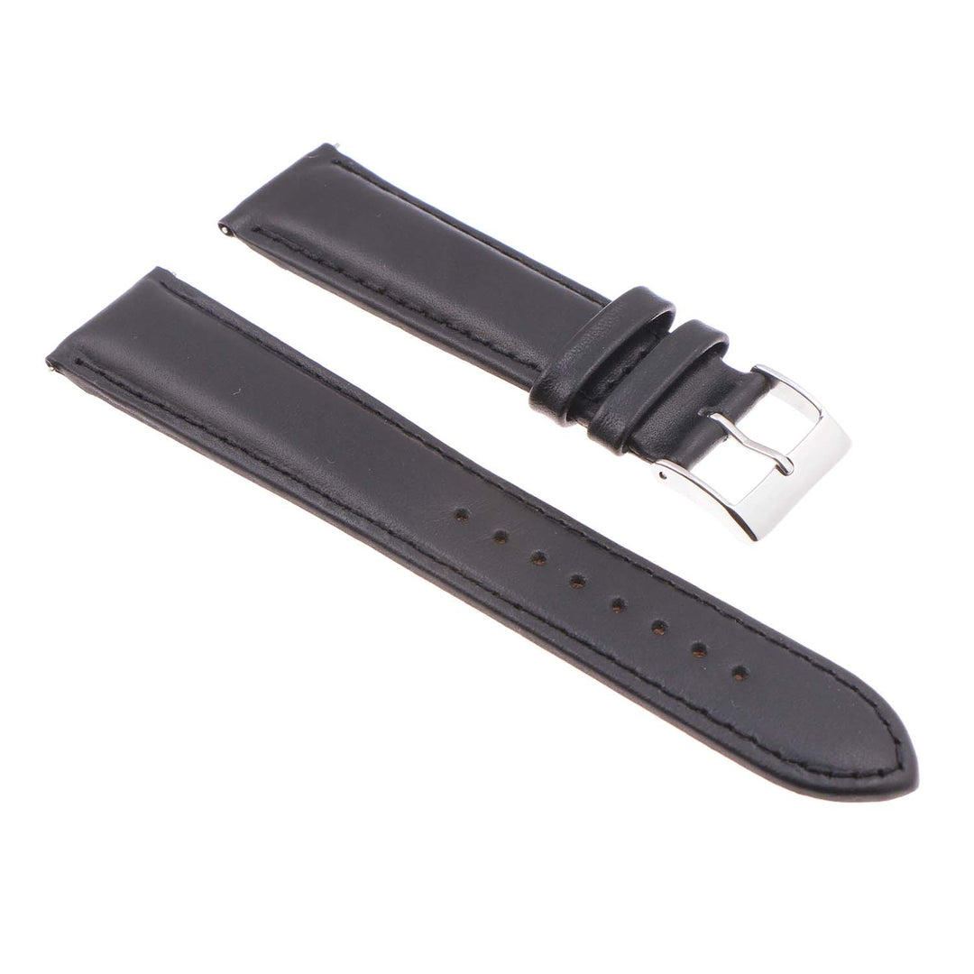 21mm Black leather watch strap