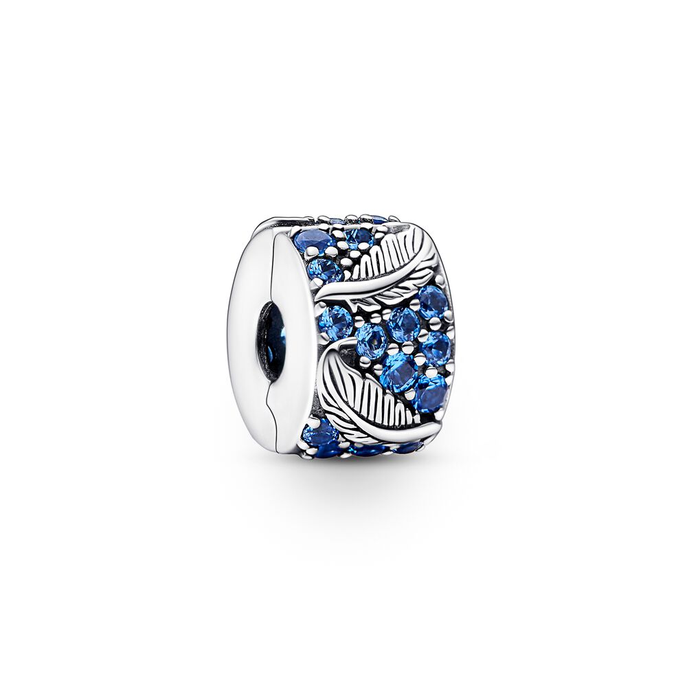 Pandora Curved Feather & Pavé Clip Charm