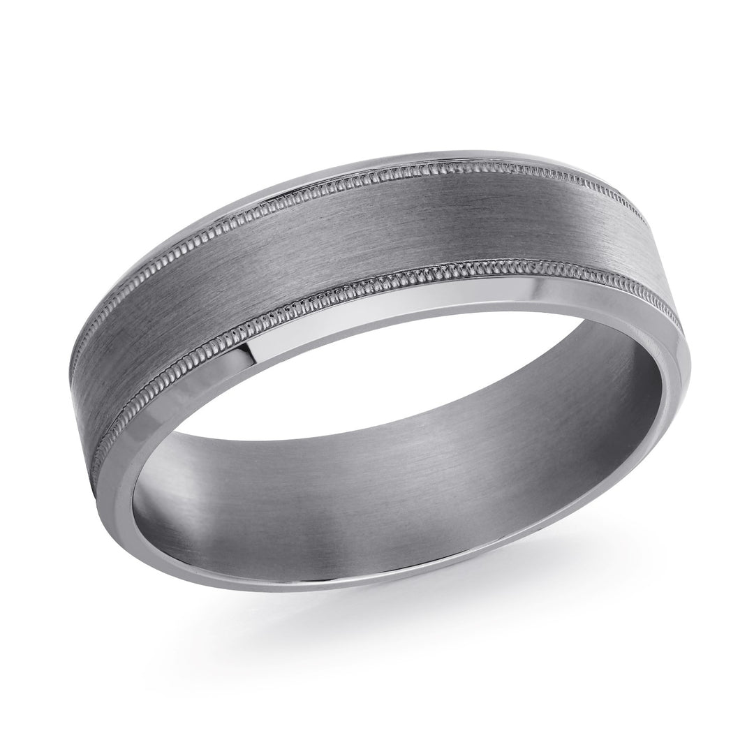 Tantalum 7mm Comfort Fit Wedding Band with Satin Finish Middle and Polished Edges