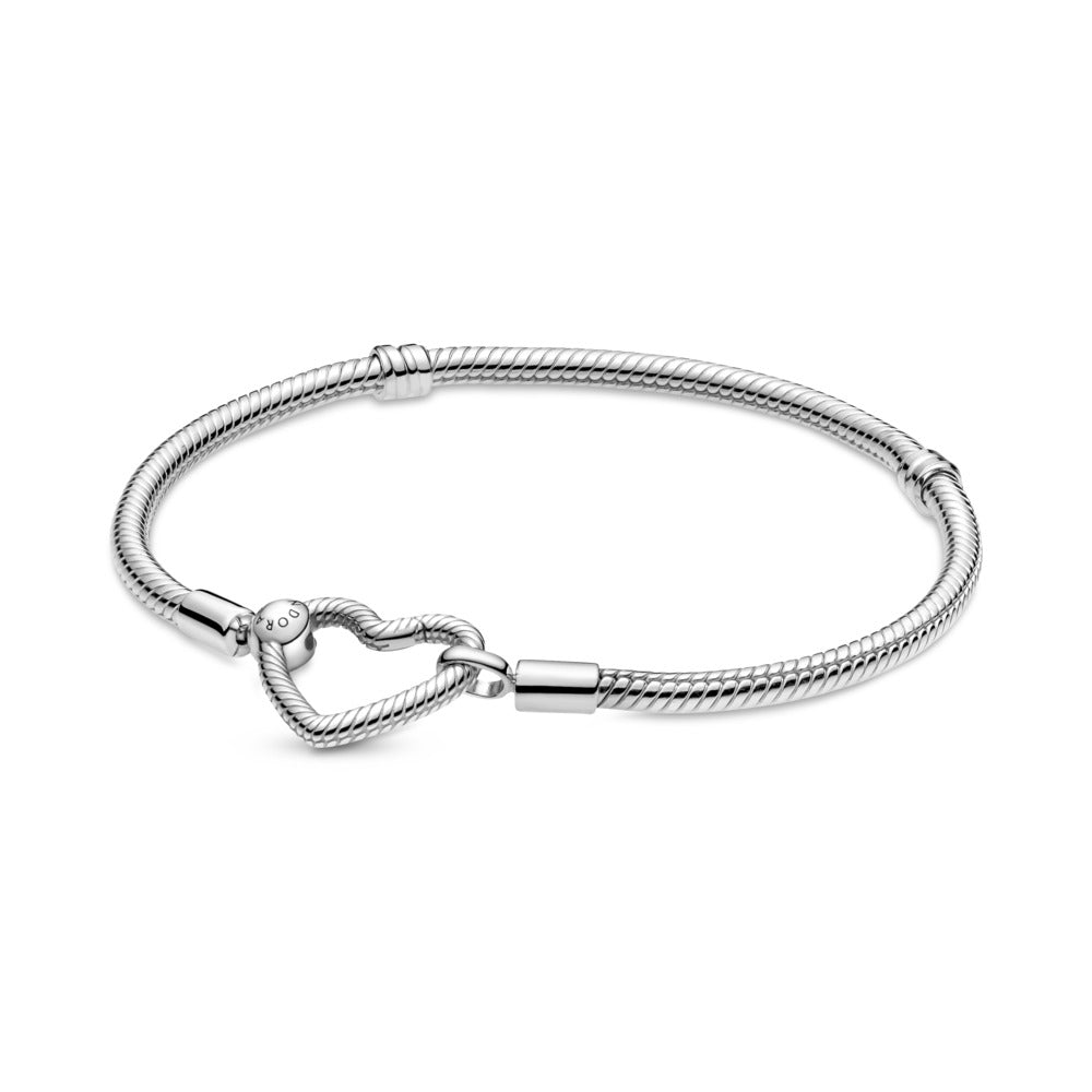 Pandora Moments Heart Closure Snake Chain Bracelet, 6.3"