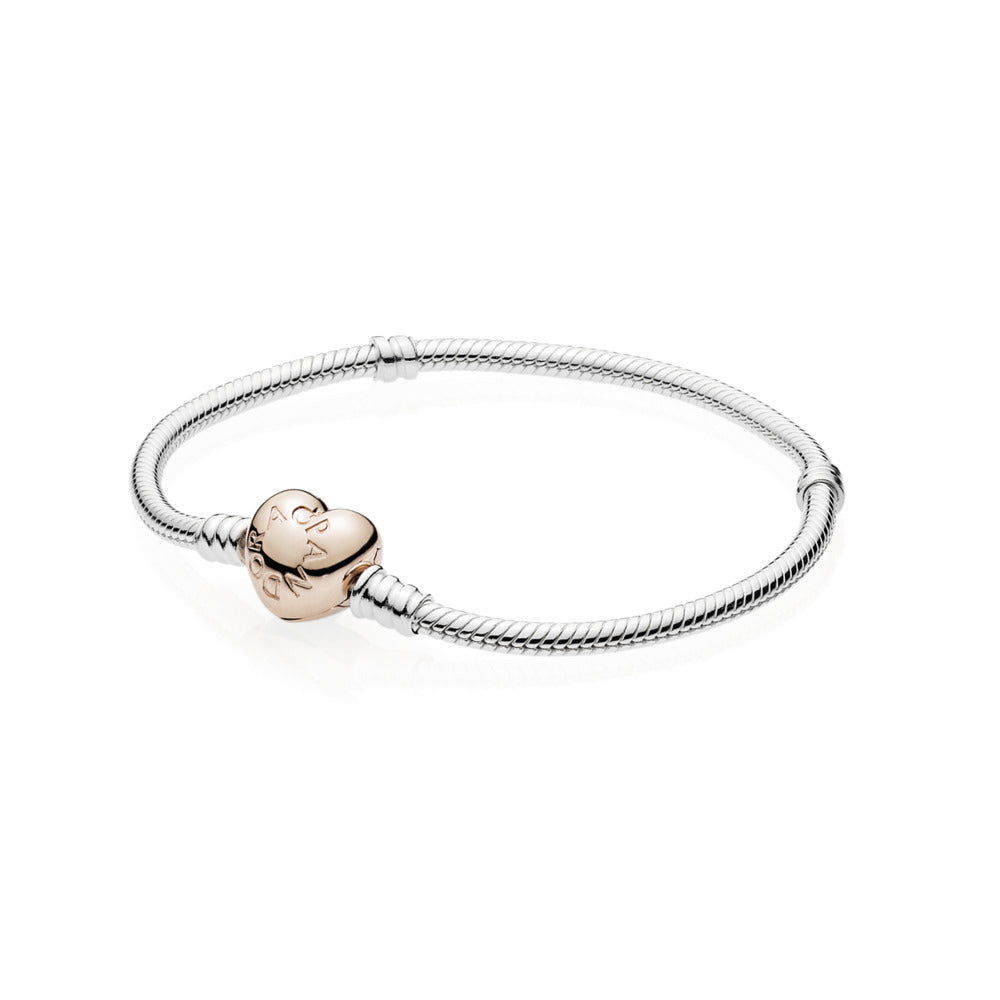 Pandora Moments Heart Clasp Snake Chain Bracelet, 9.1"