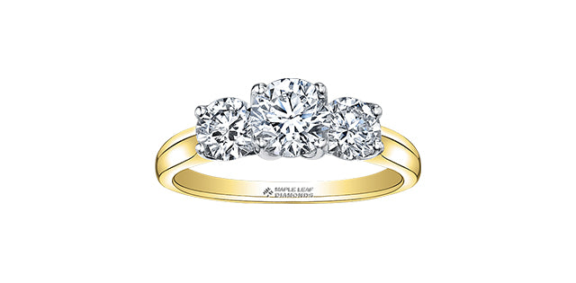 Maple Leaf 14K Three Stone Diamond Engagement Ring, 0.34 TDW