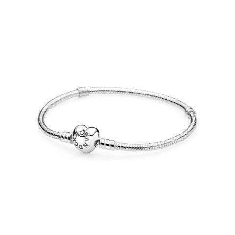 Pandora Moments Heart Clasp Snake Chain Bracelet, 9.1"