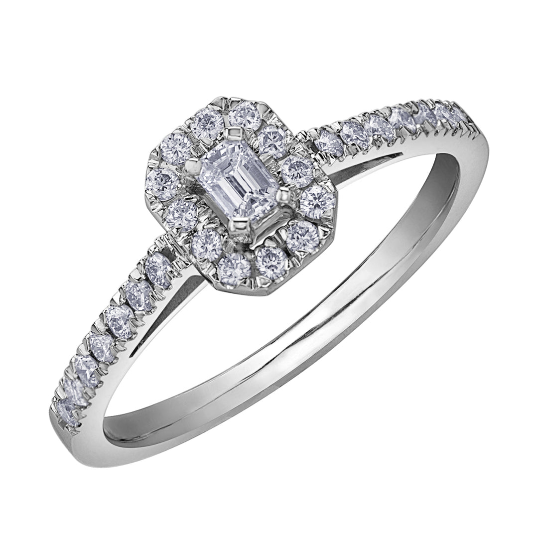 10 Karat Halo Engagement Ring, 0.10 CT Center