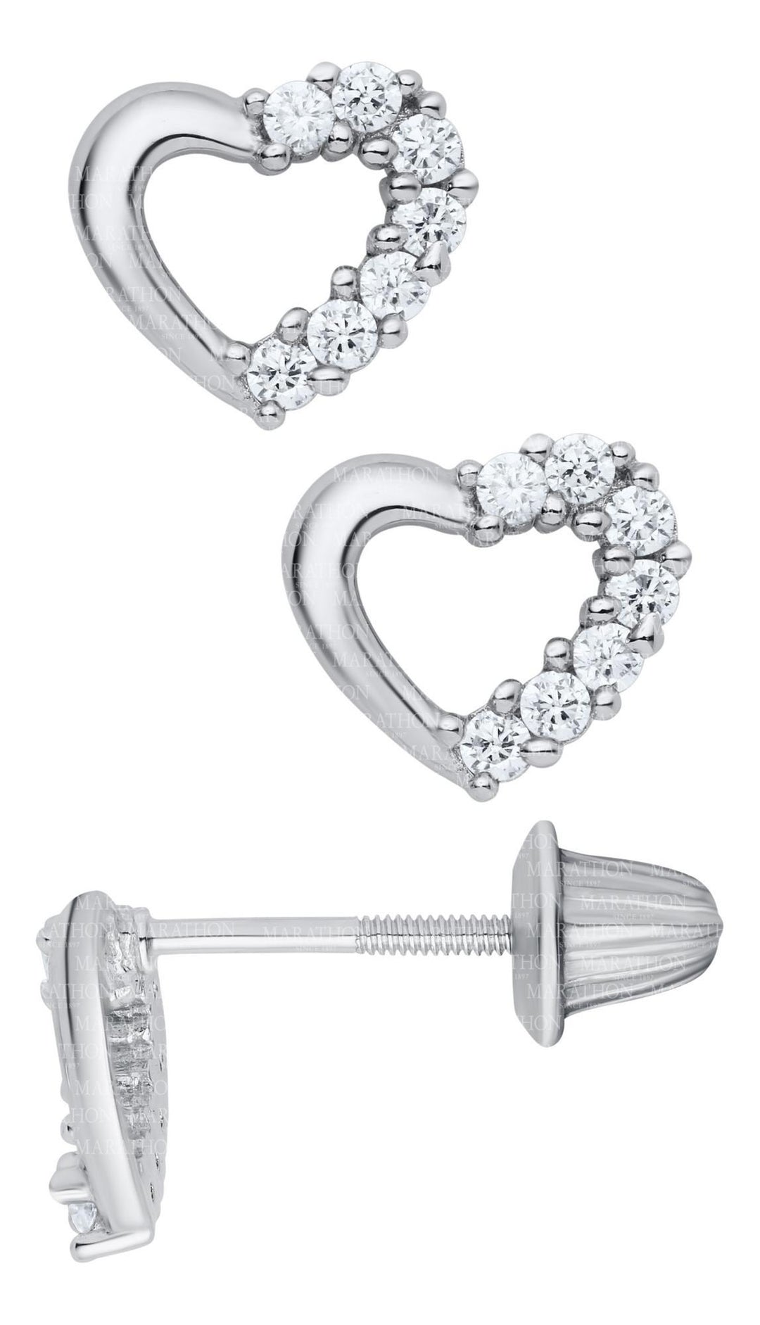 Sterling Silver Screw Back Heart Earrings