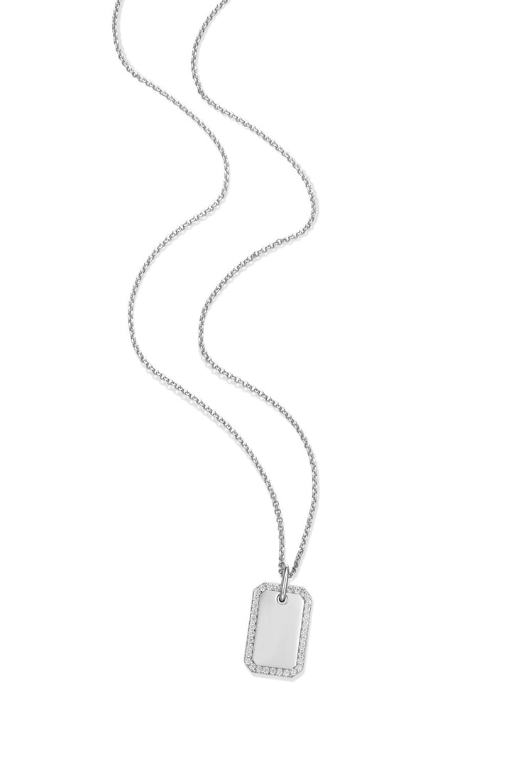 Reign Silver CZ Dog Tag Necklace