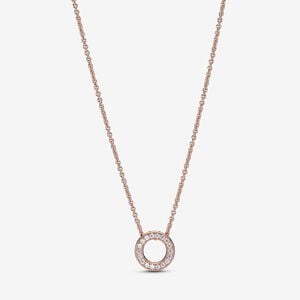 Pandora Logo Pavé Circle Collier Necklace, 17.7"