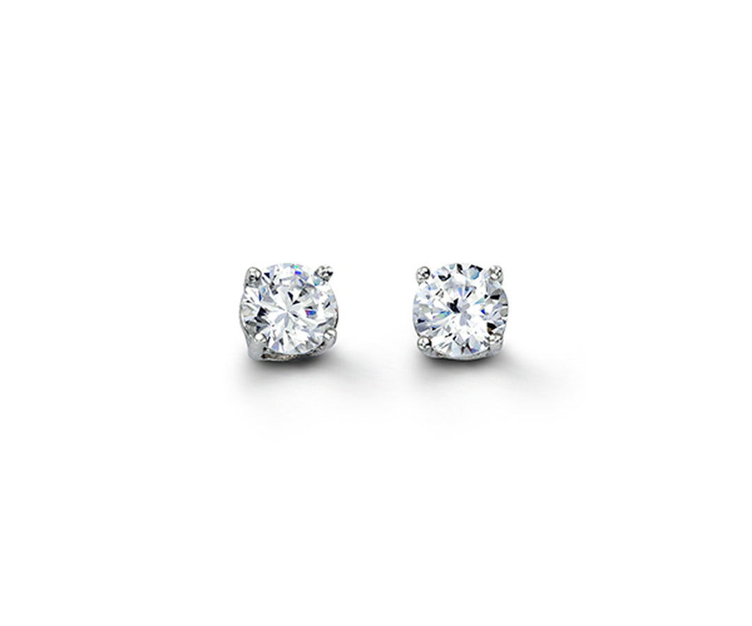 Bella 925 Sterling Silver 4mm Round CZ Stud Earrings