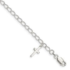 Silver Rolo Cross Bracelet