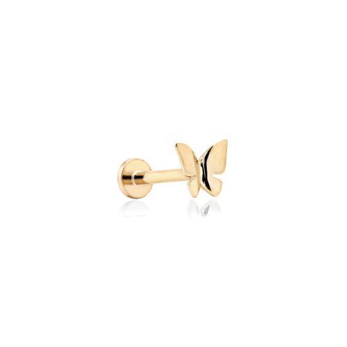 14K Single Stud Butterfly Earring