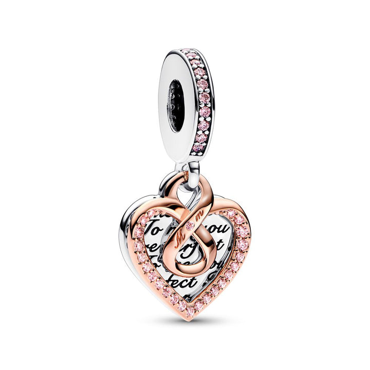 Pandora Two-tone Infinity Heart Double Dangle Charm