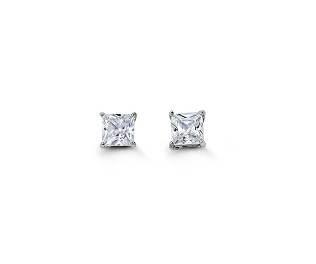 Bella 925 Sterling Silver 4mm Square CZ Stud Earrings