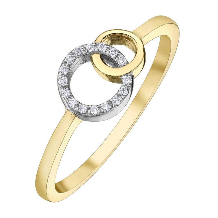 10K Yellow Gold Double Circle Ring, 0.04TDW