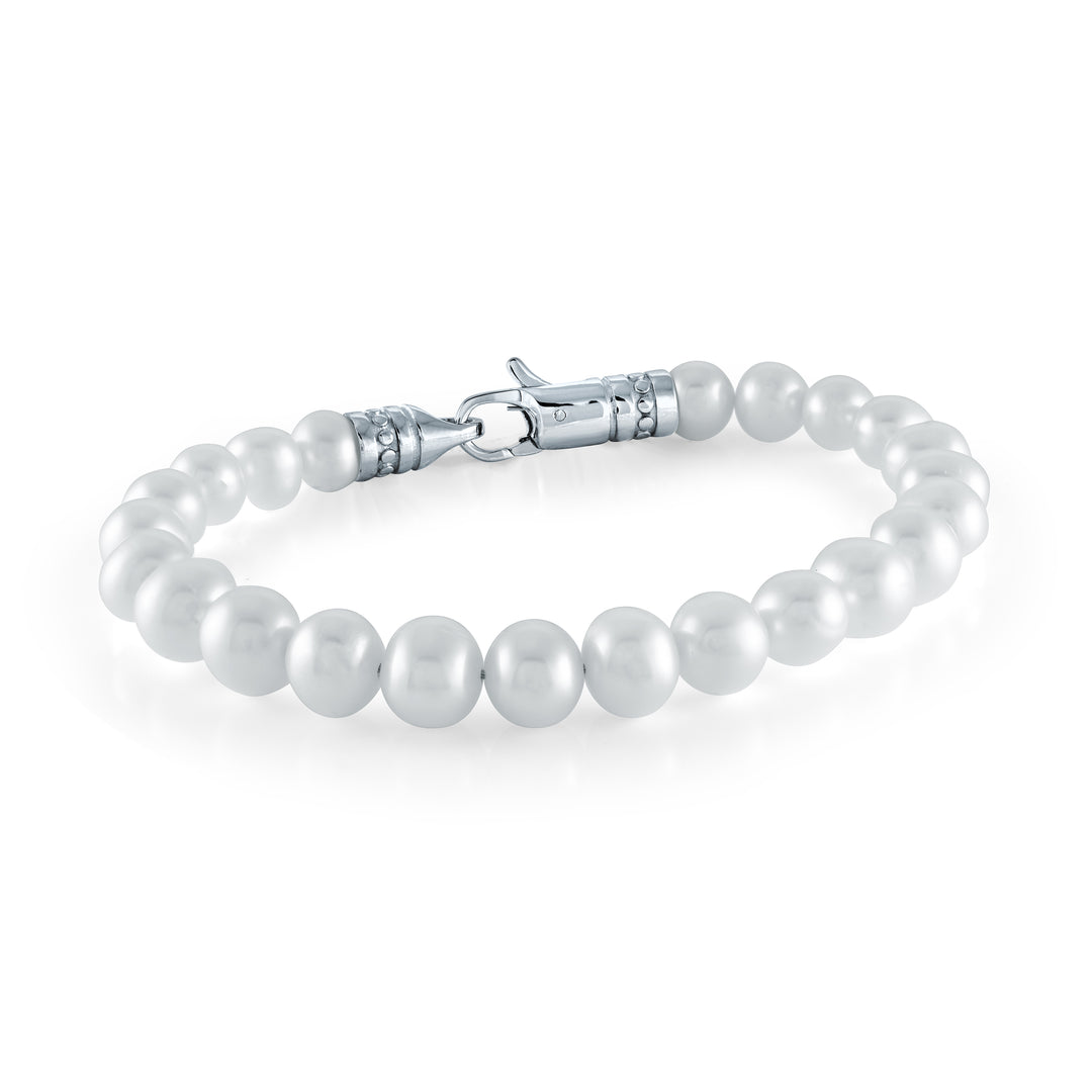 Stainless Steel 7mm Fresh Water Pearl Bracelet