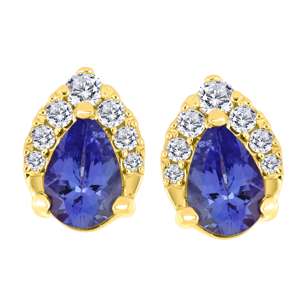 10 Karat Tanzanite & Diamond Stud Earrings