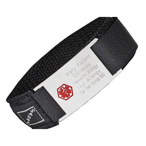 Black velcro medical ID bracel