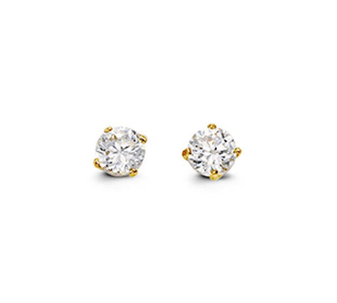 14k yellow gold 3mm cz stud ea