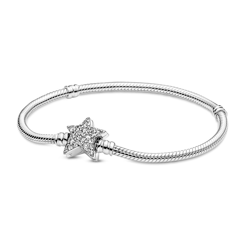 Pandora Moments Asymmetric Star Clasp Snake Chain Bracelet, 7.5"