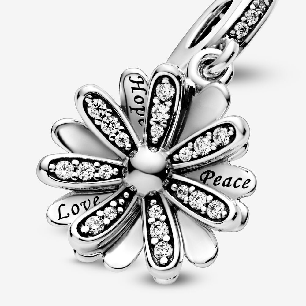 Sparkling Daisy Flower Dangle Charm