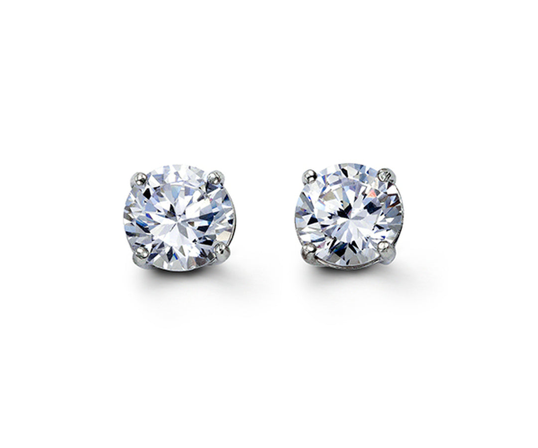 Bella 925 Sterling Silver 7mm Round CZ Stud Earrings