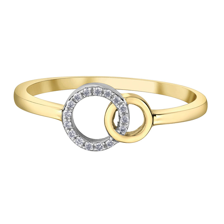 10K Yellow Gold Double Circle Ring, 0.04TDW