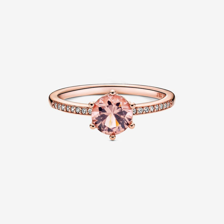 Pandora Pink Sparkling Crown Solitaire Ring, Size 6