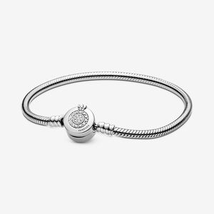 Pandora Moments Sparkling Crown O Snake Chain Bracelet, 7.9"