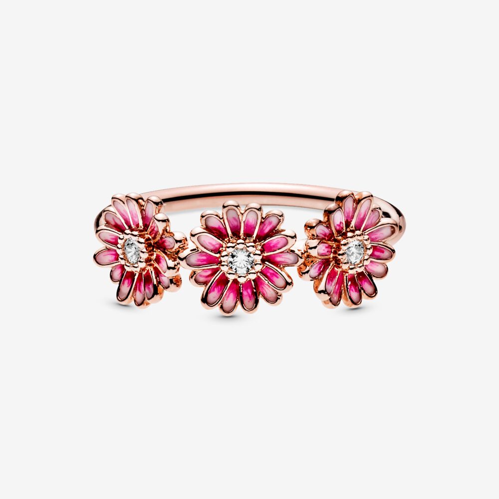 FINAL SALE - Pandora Pink Daisy Trio Flower Ring, Size 6