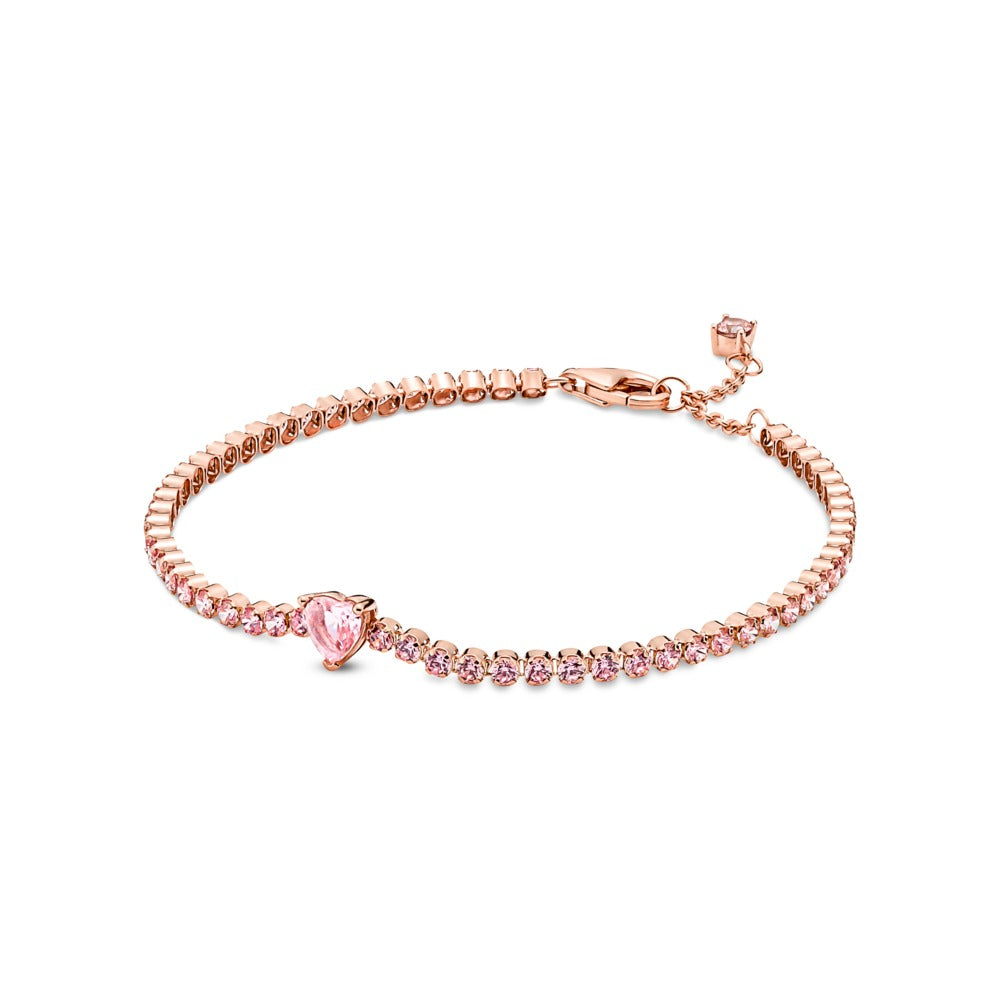 Pandora Sparkling Heart Tennis Bracelet, 7.1"