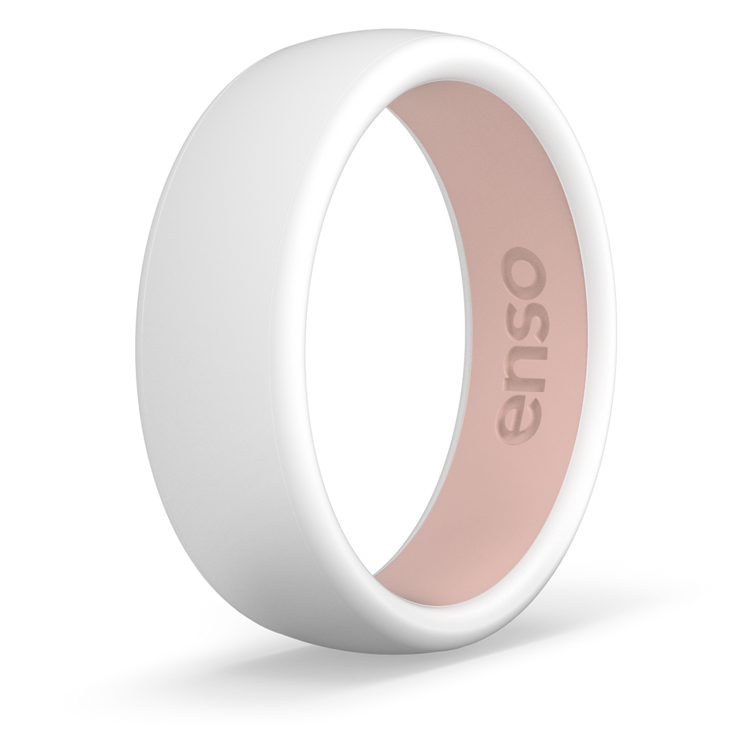 ENSO Silicone Ring- White/Pink Sand, SZ 8