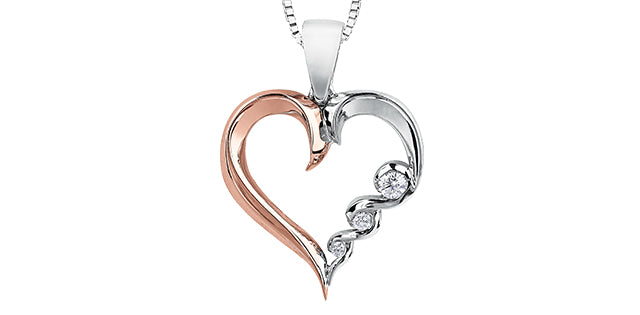 Maple Leaf Diamonds 10K Heart Pendant, 0.08 TDW