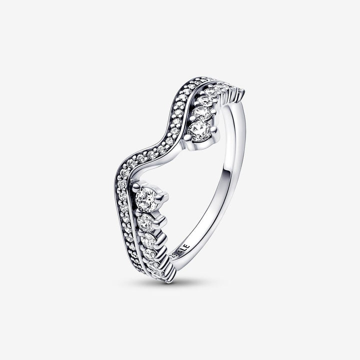 FINAL SALE - Pandora Sparkling Asymmetric Wave Ring