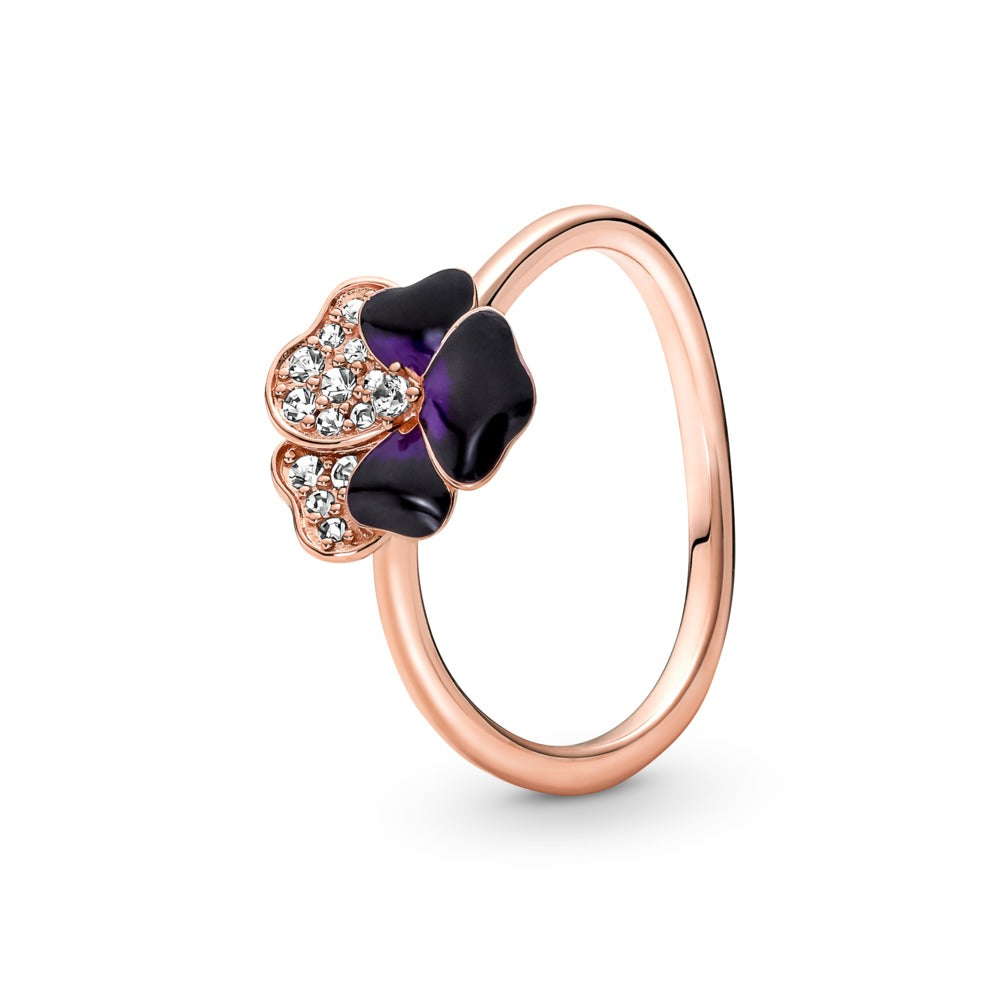 Pandora Deep Purple Pansy Flower Ring