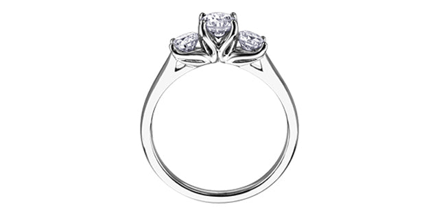 14 Karat 3 Stone Engagement Ring, 0.71 CT Center