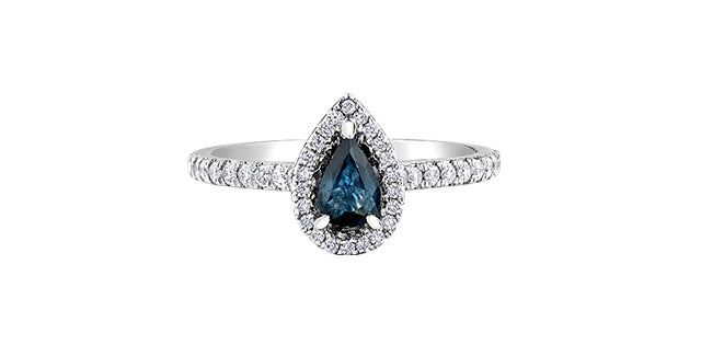 10K Pear Sapphire & Diamond Ring