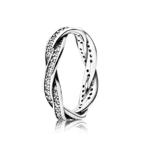 Pandora Sparkling Twisted Lines Ring, size 8.5