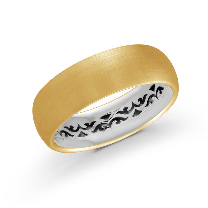 Mardini Precision - Carved and Satin 7MM Gold Ring