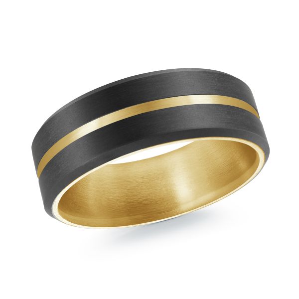 Mardini Noir - Matte Finish Carbon Fiber and 14K Gold Ring