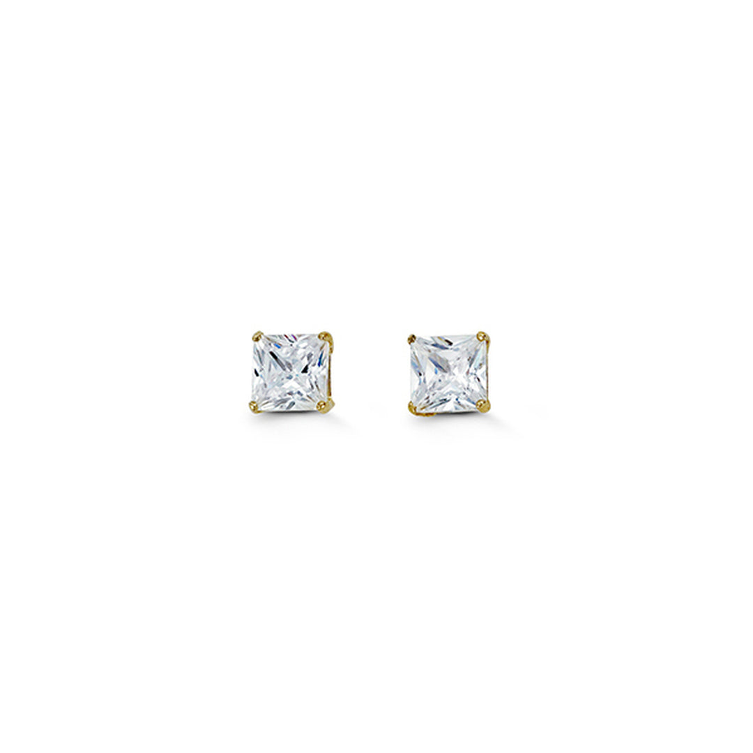 14K 4mm Square CZ Studs