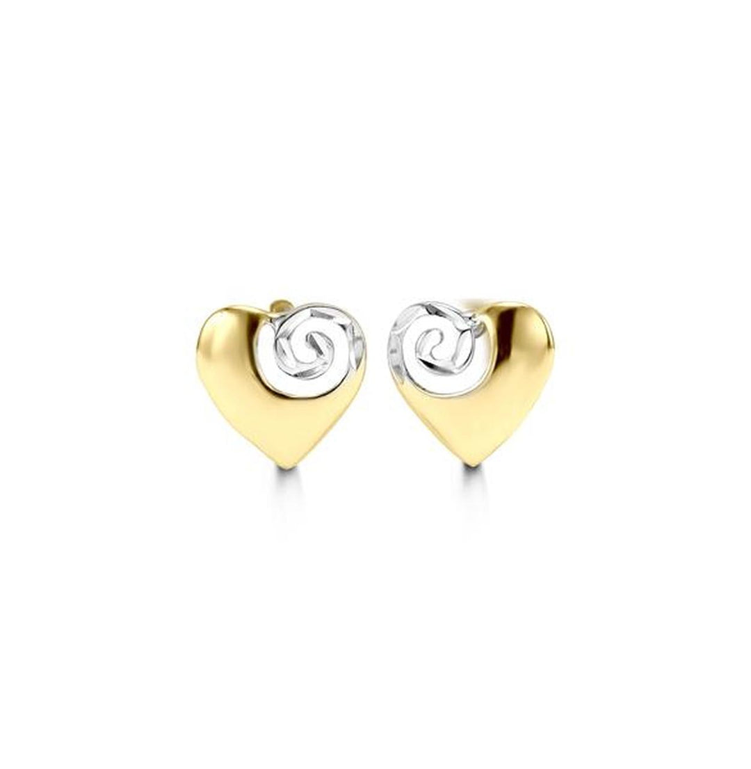 10K Two Tone Heart Studs