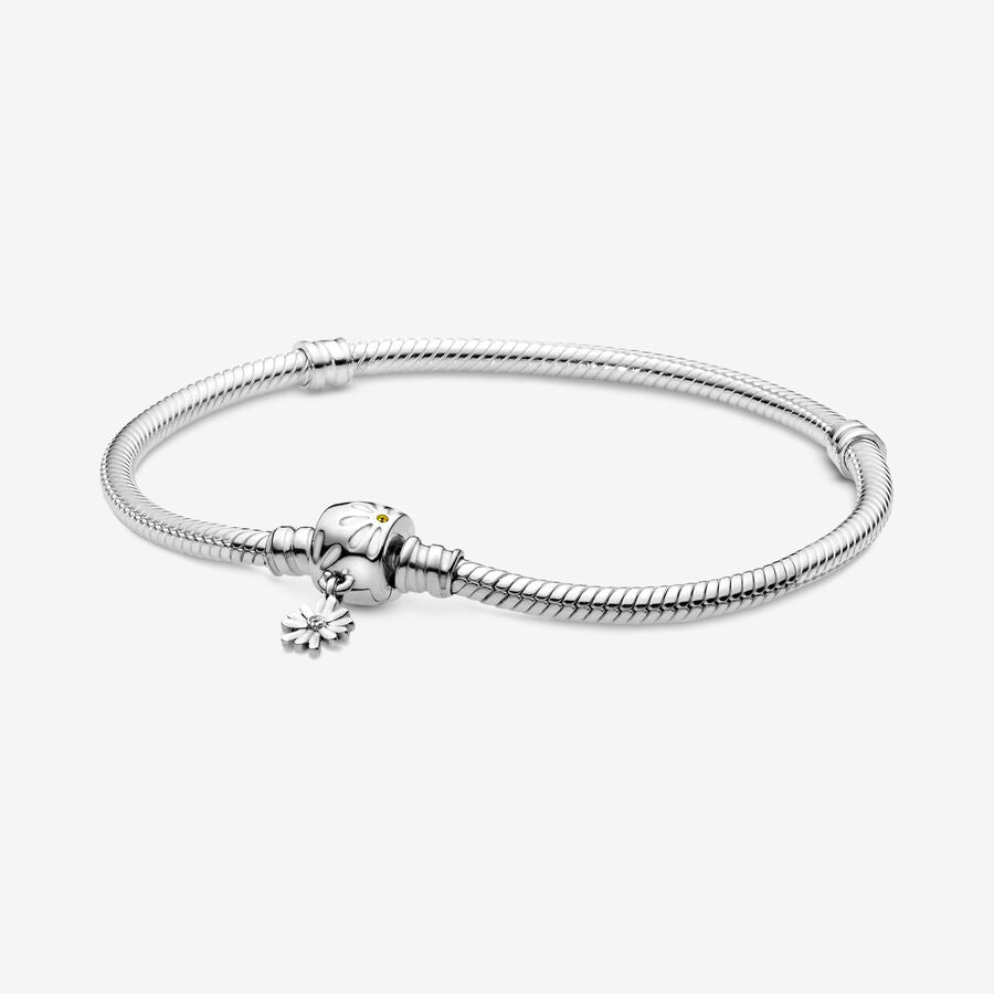 Pandora Moments Daisy Flower Clasp Snake Chain Bracelet, 7.1"