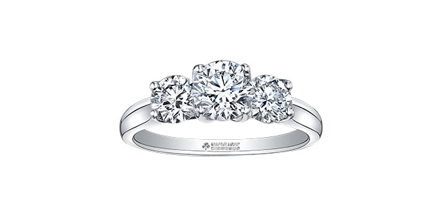 14 Karat 3 Stone Engagement Ring, 0.71 CT Center