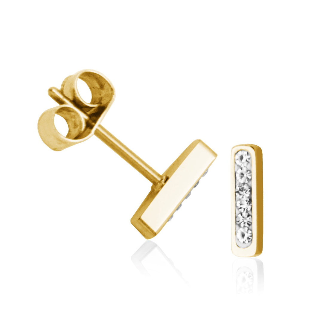 Steelx Gold Tone Bar Stud Earrings