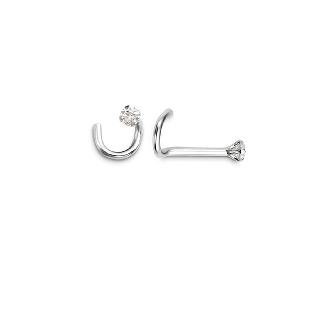 14k White Gold CZ Nose Pin