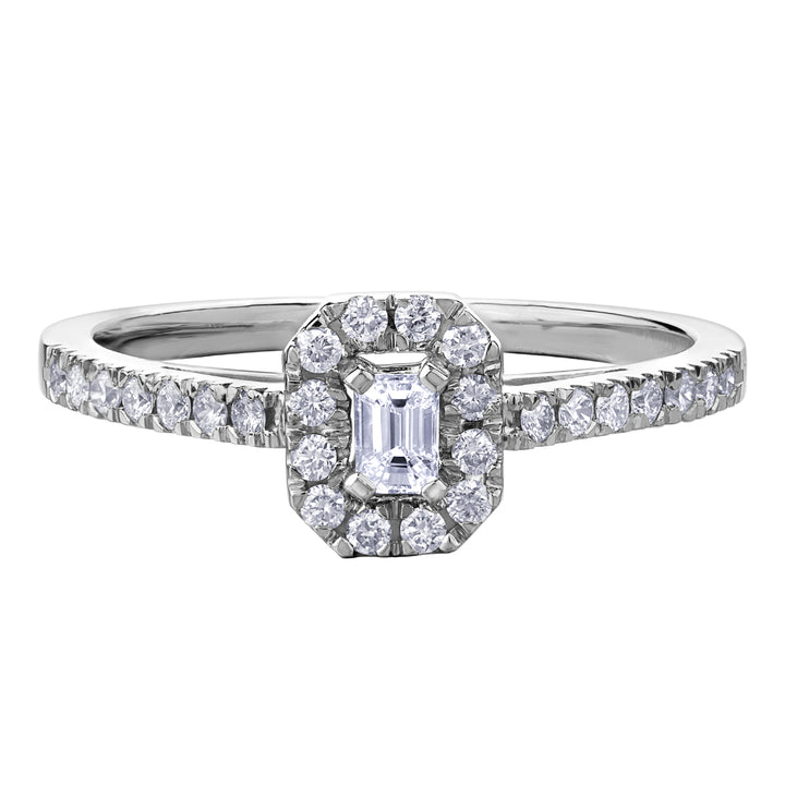 10 Karat Halo Engagement Ring, 0.10 CT Center