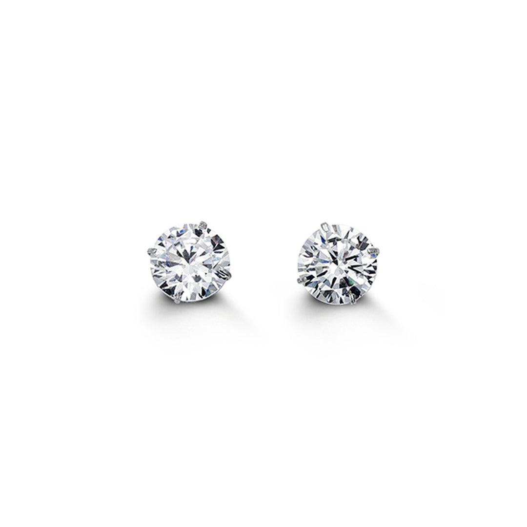 14k white gold 6mm cz stud ear