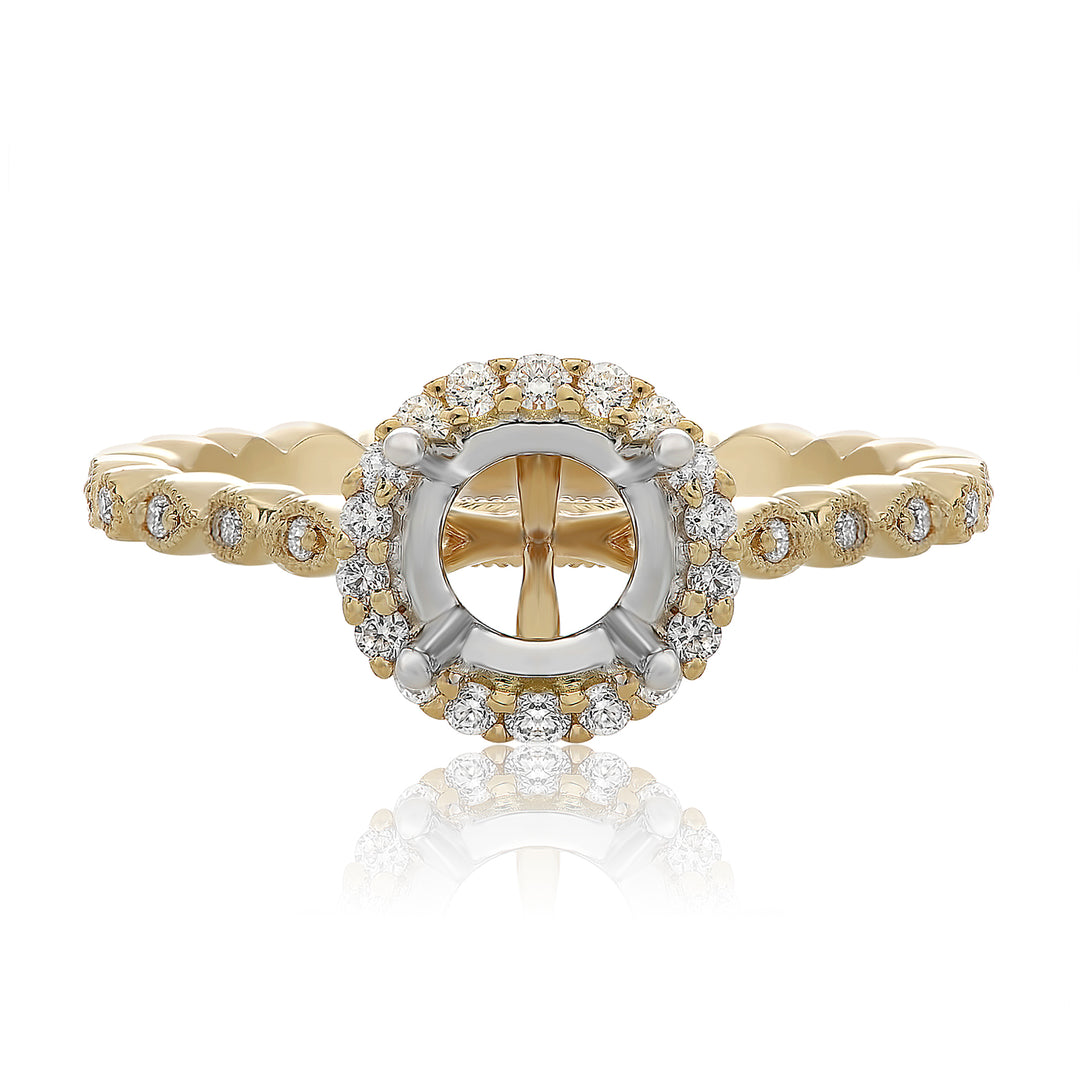 14K Halo Engagement Ring Mount