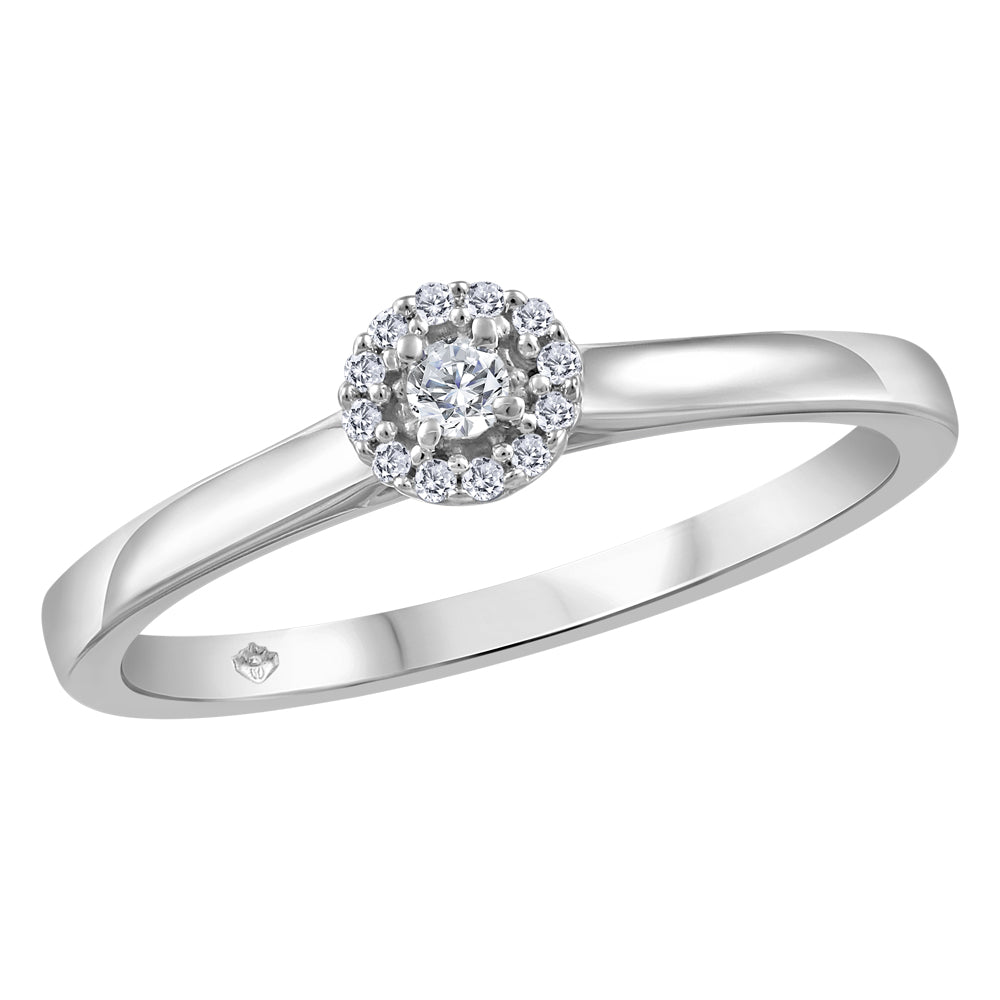 10 Karat Halo Engagement Ring, 0.04 CT Center