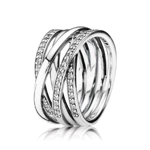 Pandora Sparkling & Polished Lines Ring, size 5.0